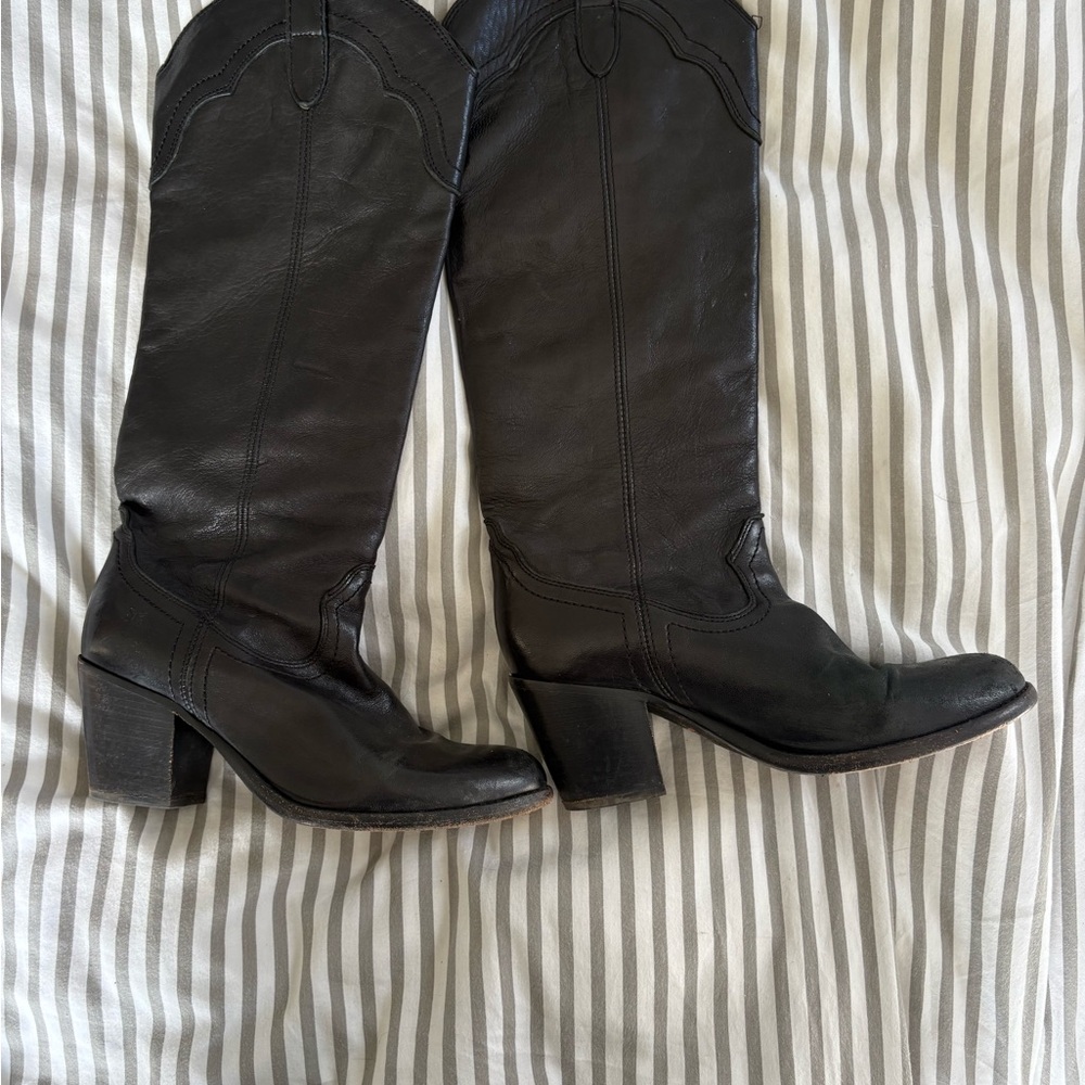 Frye Black Leather Heeled Boots - Picture 7 of 7